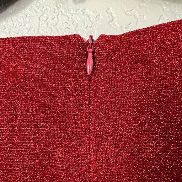 Lea & Viola Red Shimmer Overlay long sleeves detailed Mini Dress Contemporary - Picture 8 of 10